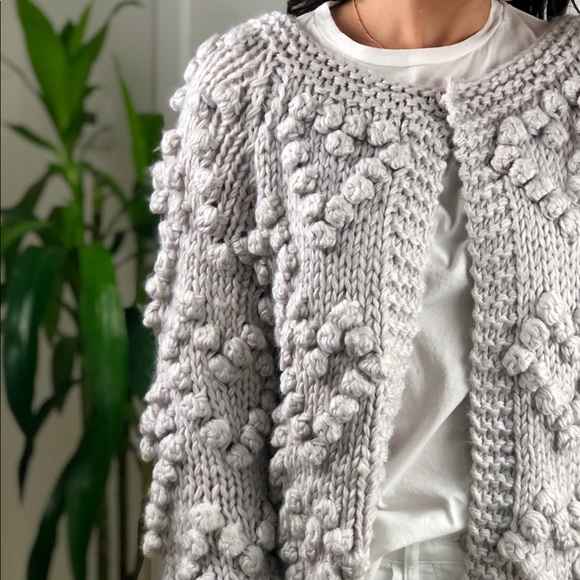 pom pom heart cardigan